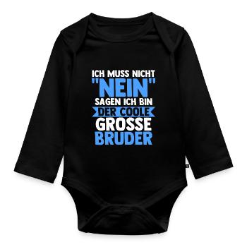 Geschwister Familie Brüder Bruder - Baby Bio-Langarm-Body - Schwarz - Vorne