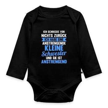 Geschwister Schwester Familie Brüder Bruder - Baby Bio-Langarm-Body - Schwarz - Vorne