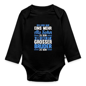 Geschwister Familie Brüder Bruder - Baby Bio-Langarm-Body - Schwarz - Vorne