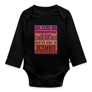 Angestellter Geburtstag Dezember geboren - Baby Bio-Langarm-Body - Schwarz - Vorne