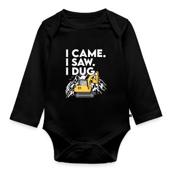 Funny Excavator Gift - Organic Longsleeve Baby Bodysuit - black - Front