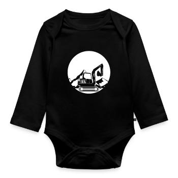 excavator Berg Design - Organic Longsleeve Baby Bodysuit - black - Front