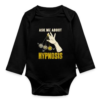 Ask Me About Hypnosis Retro Cool Hypnotism T-Shirt - Organic Longsleeve Baby Bodysuit - black - Front