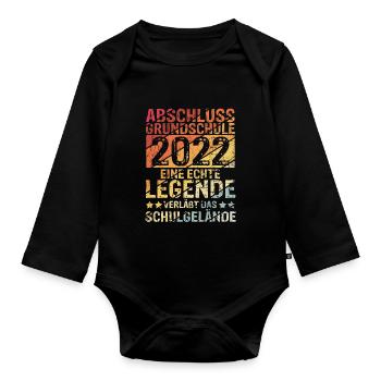 Grundschule - Eine Legende Grundschule Abschluss 2 - Baby Bio-Langarm-Body - Schwarz - Vorne