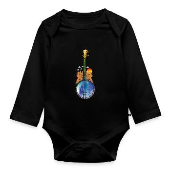 Chemises Banjo Pour Hommes Bluegrass Appalachia Folk - Body Bébé bio manches longues - noir - Devant