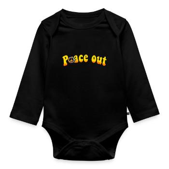 Hippie Peace Groovy Flowerpower Boho Woodstock - Body Bébé bio manches longues - noir - Devant