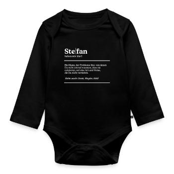 Stefan Name Definition Design für stolze Stefans - Baby Bio-Langarm-Body - Schwarz - Vorne
