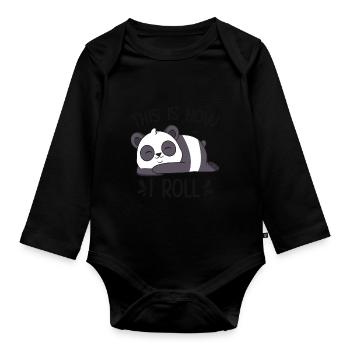 Panda Gaming Retro Mignon Pandas Animal Lovers - Body Bébé bio manches longues - noir - Devant