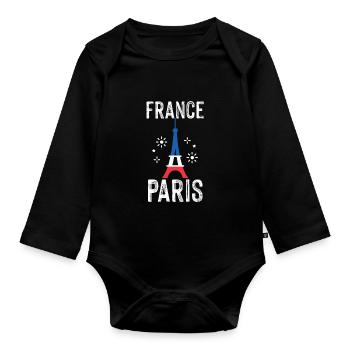 Love Paris Art Tour Eiffel France Français - Body Bébé bio manches longues - noir - Devant