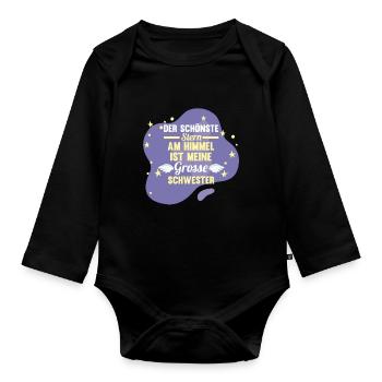 Geschwister Familie Schwestern Schwester - Baby Bio-Langarm-Body - Schwarz - Vorne