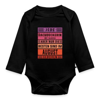 Handwerker Geburtstag August geboren Dachdeckerin - Baby Bio-Langarm-Body - Schwarz - Vorne