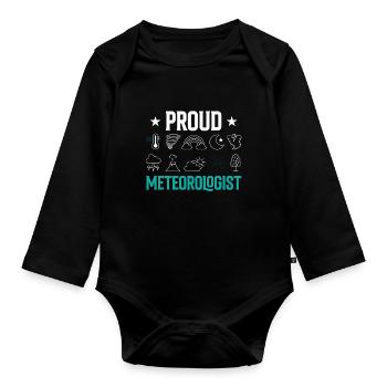 Fier météorologue Prévisions météorologiques Météorologie - Body Bébé bio manches longues - noir - Devant