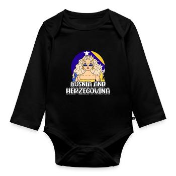 Proud Bosnian Bosniaks Bosnia Herzegovina - Organic Longsleeve Baby Bodysuit - black - Front
