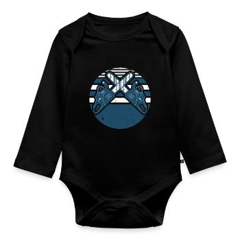 Vintage Chainsaw Distressed - Organic Longsleeve Baby Bodysuit - black - Front