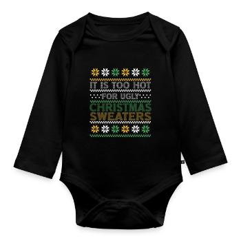 Trop chaud pour les pulls de Noël moches Drôle de Noël - Body Bébé bio manches longues - noir - Devant