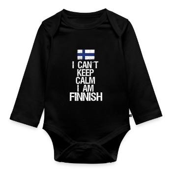 I can not Keep Calm I am Finne - Baby Bio-Langarm-Body - Schwarz - Vorne
