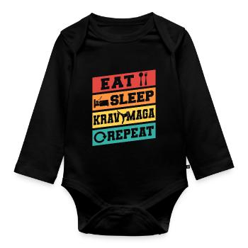 Krav Maga Apparel Israeli Self - Baby Bio-Langarm-Body - Schwarz - Vorne