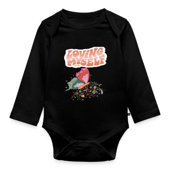 Aimer le papillon Motivation Dicton avec Butterfl - Body Bébé bio manches longues - noir - Devant