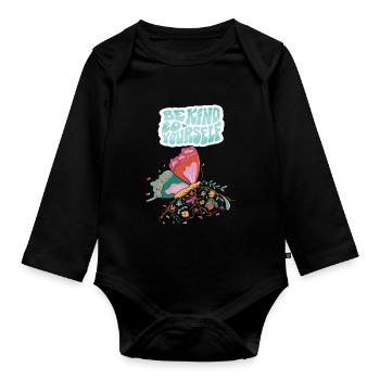 Soyez gentil papillon Motivation Dicton avec Butterf - Body Bébé bio manches longues - noir - Devant