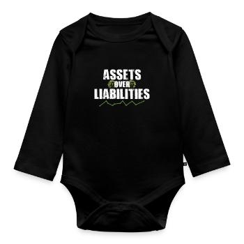 Assets Over Liabilities Funny Accounting CPA Humor - Organic Longsleeve Baby Bodysuit - black - Front