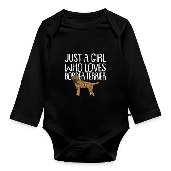 Border Terrier Cadeaux Chiens - Body Bébé bio manches longues - noir - Devant