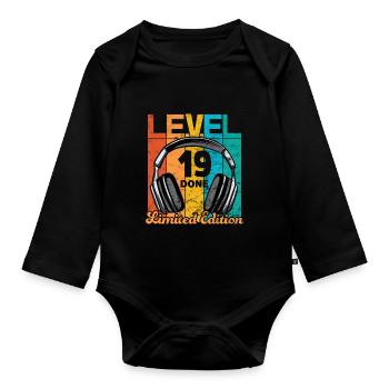 Gaming Birthday 19 Years Level 19 Complete - Organic Longsleeve Baby Bodysuit - black - Front
