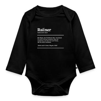 Rainer Name Definition Design für stolze Rainer - Baby Bio-Langarm-Body - Schwarz - Vorne