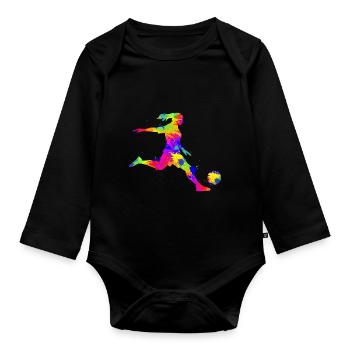 Fußball Fußballerin Mädchen Frauen Damen - Baby Bio-Langarm-Body - Schwarz - Vorne