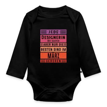Illustrator Geburtstag März geboren Designerin - Baby Bio-Langarm-Body - Schwarz - Vorne