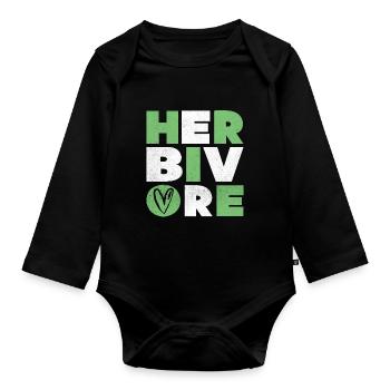 Vegan Vegetarian Vegan Vegetarian Animal welfare - Organic Longsleeve Baby Bodysuit - black - Front