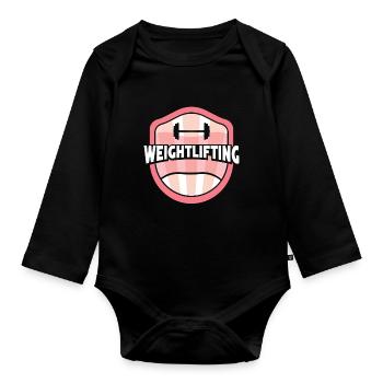 Weightlifting Fitness Weightlifting Gym Workout - Organic Longsleeve Baby Bodysuit - black - Front