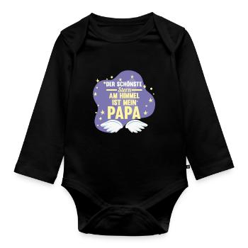 Vater Sohn Tochter Papi Papa - Baby Bio-Langarm-Body - Schwarz - Vorne