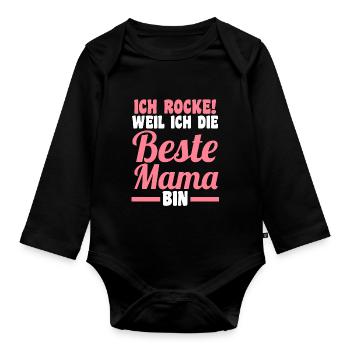 Mutter Mama - Baby Bio-Langarm-Body - Schwarz - Vorne