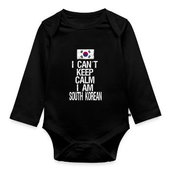 Je ne peux pas rester calme Je suis sud-coréen - Body Bébé bio manches longues - noir - Devant
