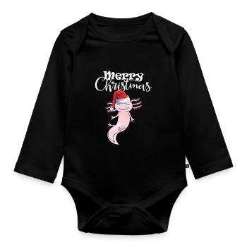 Joyeux Noël Axolotl Chapeau de Noël Drôle - Body Bébé bio manches longues - noir - Devant