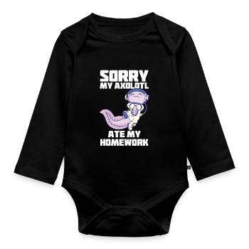 Axolotl Astronaut Homework Funny Space S - Organic Longsleeve Baby Bodysuit - black - Front