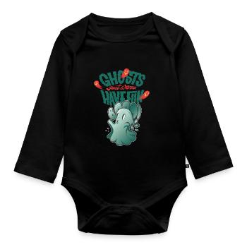 Ghost Just Wants to Have Fun Halloween Party Nightmare - Organic Longsleeve Baby Bodysuit - black - Front