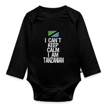 Je ne peux pas rester calme Je suis tanzanien - Body Bébé bio manches longues - noir - Devant