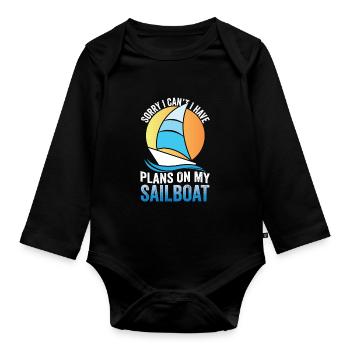 I have plans on my sailboat hobby sorry - Organic Longsleeve Baby Bodysuit - black - Front