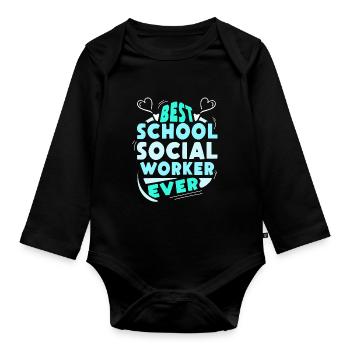 Meilleur travailleur social scolaire de tous les temps - Body Bébé bio manches longues - noir - Devant