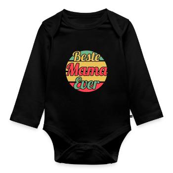 Mutter Mama - Baby Bio-Langarm-Body - Schwarz - Vorne