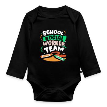 School Social Worker Team School Social Work School - Organic Longsleeve Baby Bodysuit - black - Front