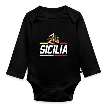 Sizilien flagge Sizilien Palermo Italien - Baby Bio-Langarm-Body - Schwarz - Vorne