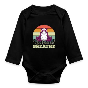Yoga Panda Méditation Pandas mignons amoureux des animaux Y - Body Bébé bio manches longues - noir - Devant