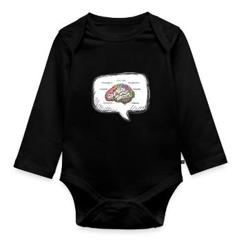 Diagramm Gehirn Neurologie Wissenschaft - Baby Bio-Langarm-Body - Schwarz - Vorne