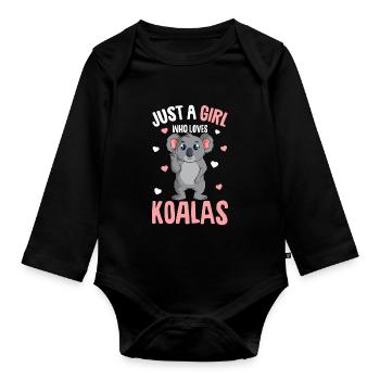 Koala Girl - Organic Longsleeve Baby Bodysuit - black - Front
