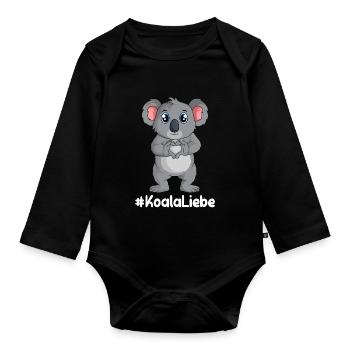 Koala Liebe Koalabär Mädchen Damen Kinder - Baby Bio-Langarm-Body - Schwarz - Vorne