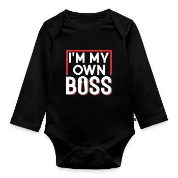 Je suis mon propre patron Fondateur entrepreneur PDG - Body Bébé bio manches longues - noir - Devant