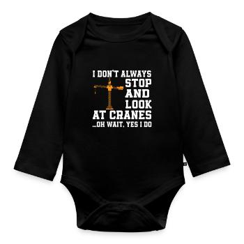Lustiger Kran Liebhaber Spruch - Baby Bio-Langarm-Body - Schwarz - Vorne
