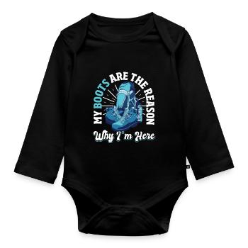 Wandern Natur Outdoor Abenteuer Camper - Baby Bio-Langarm-Body - Schwarz - Vorne